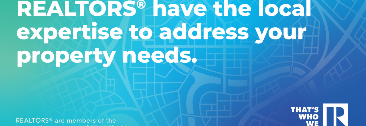 NAR "Who We R" digital banner ad on blue background