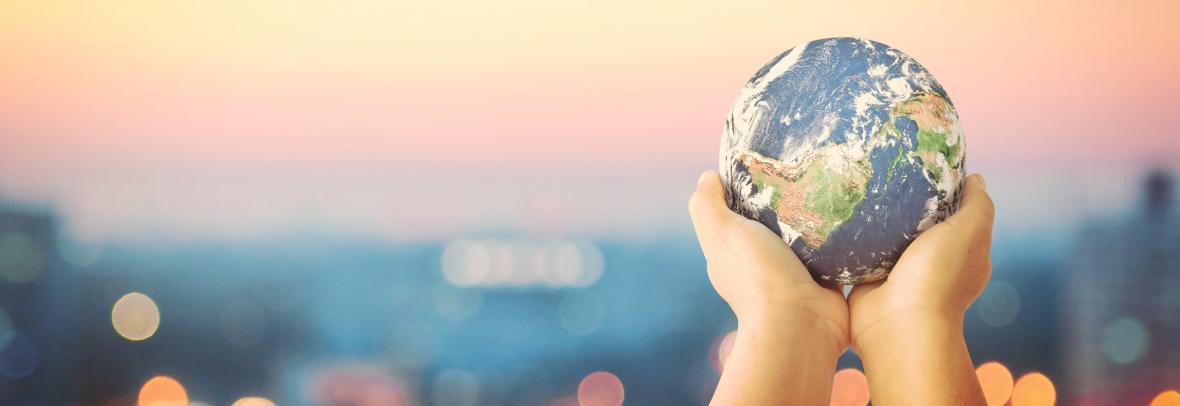 hands holding a globe