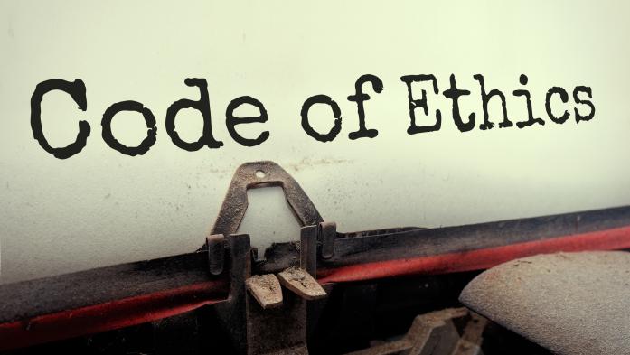 Code of Ethics on a typewriter