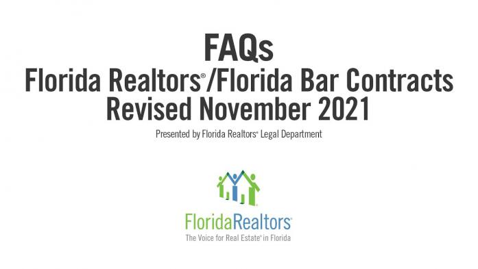 FAQs: Florida Realtors/Florida Bar Residential Contract Updates